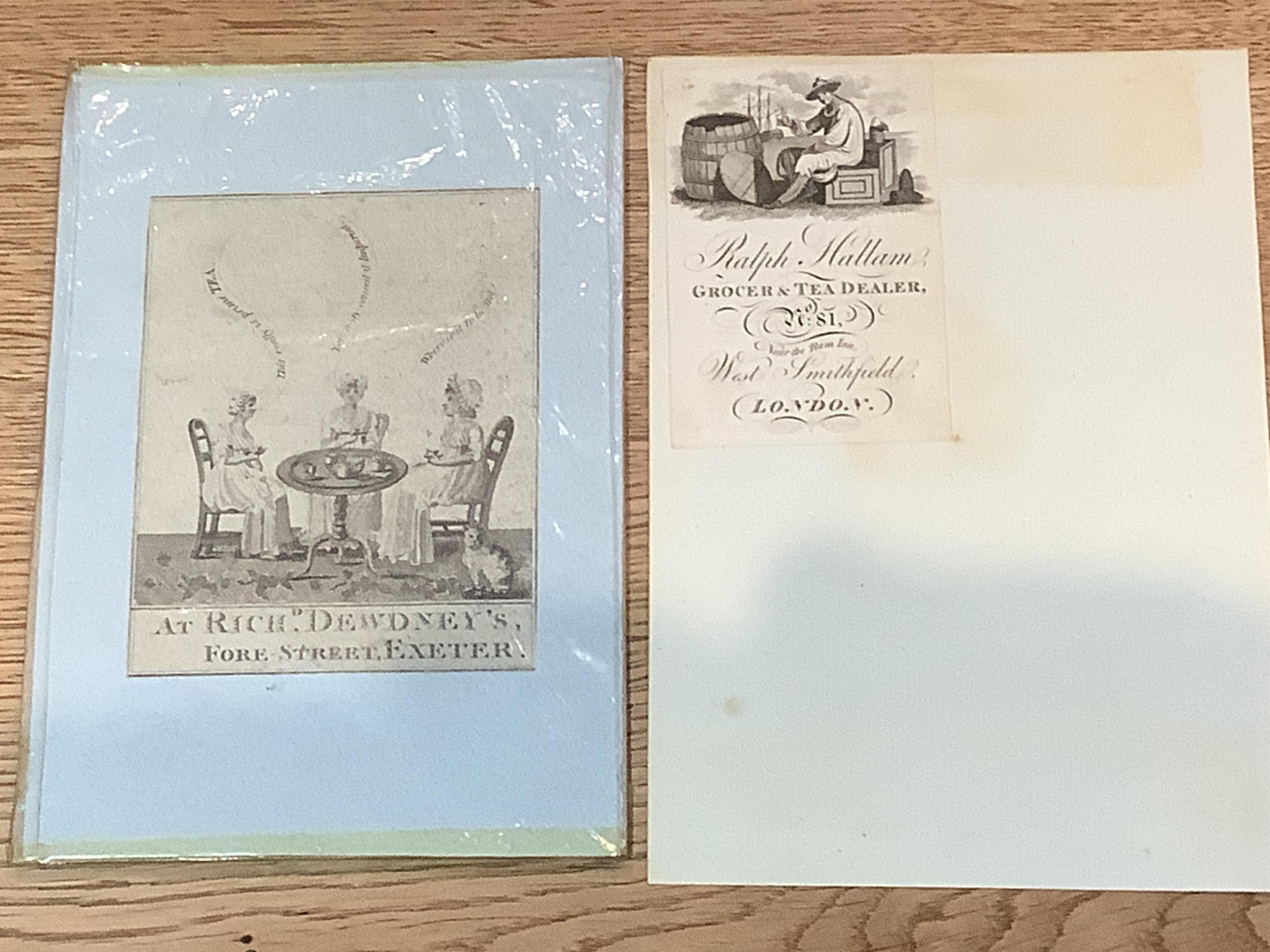 A collection of 18th century and later trade cards and ephemera, many relating to businesses and libraries, etc in Brighton and Sussex. Condition - fair to good.